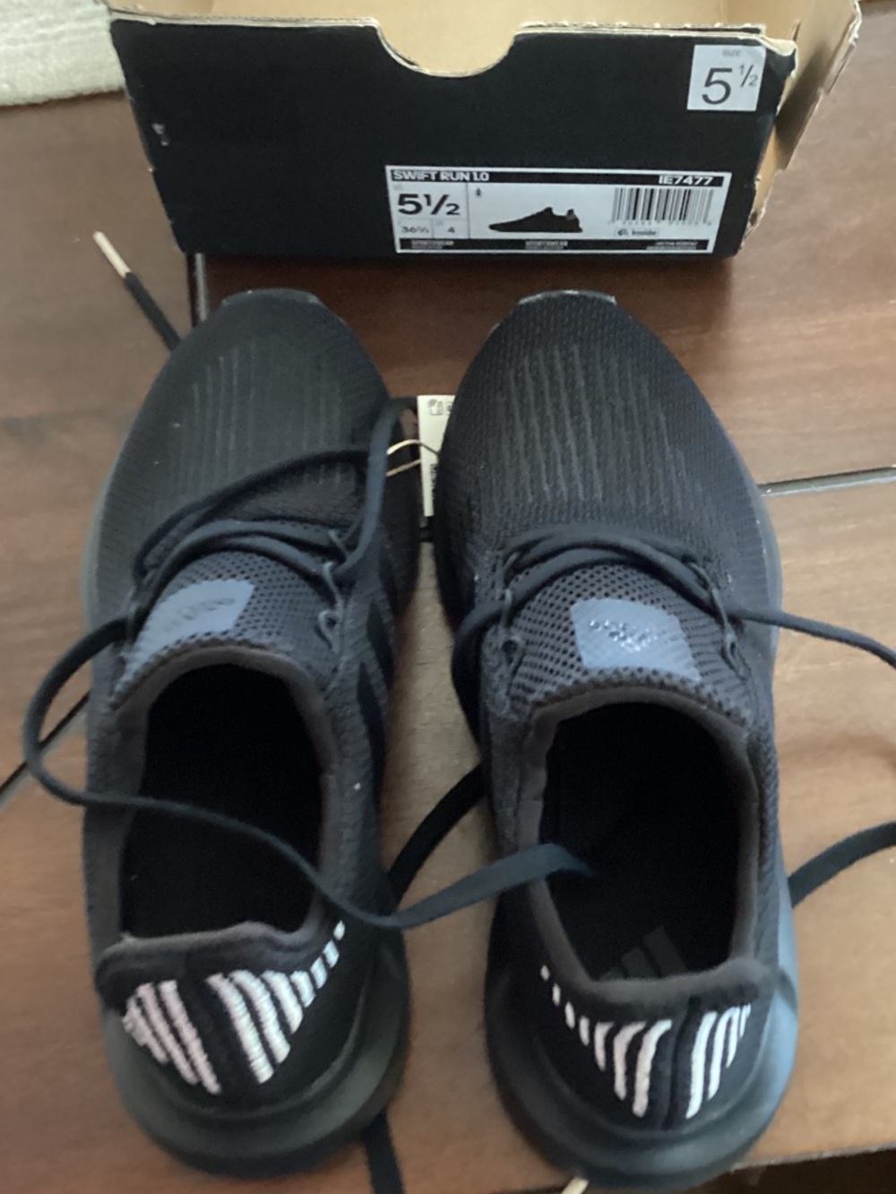 Adidas Black Slip-On Knit Sneakers with White Heel Stripe